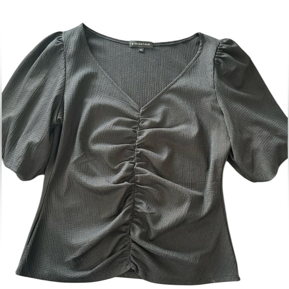 Gibsonlook balloon sleeve, V-neckline,cinch front detail,medium,black,ne… - Picture 1 of 4